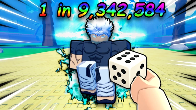 Anime Dice character with a bright blue aura